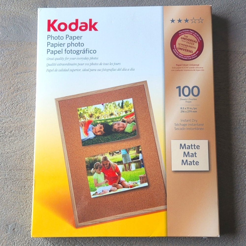 Kodak Photo Paper 100 Sheets 8.5" x 11" Matte Instant Dry 831 8164 New Sealed